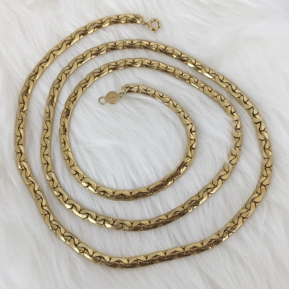 Vintage Chunky Long Gold Tone Chain Necklace by Accessocraft New York City